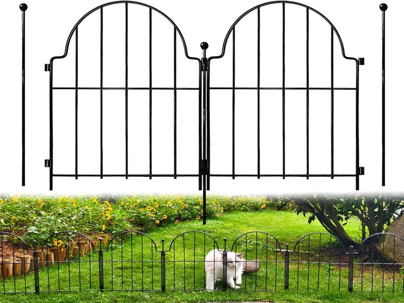 Blingluck Garden Fence, 22 in(H) x 27.5 ft(L) Arched Rustproof Metal No Dig Fence Garden Fence Border,Ground Stake Animal Barrier Fence for Rabbit Dog, Outdoor Landscape Decor for Yard & Patio,25 Pack - Image 1